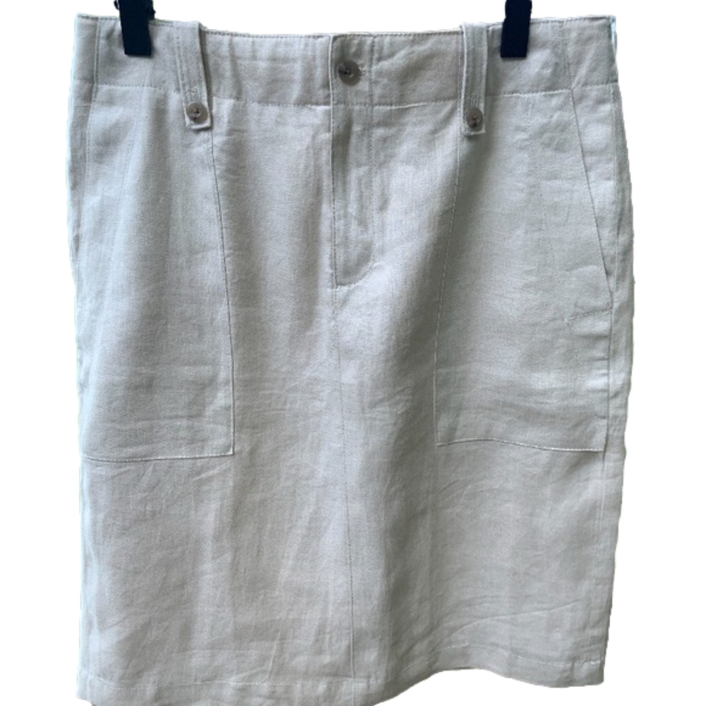 J Crew Linen Cream Pencil Skirt Sz 10 NWOTs